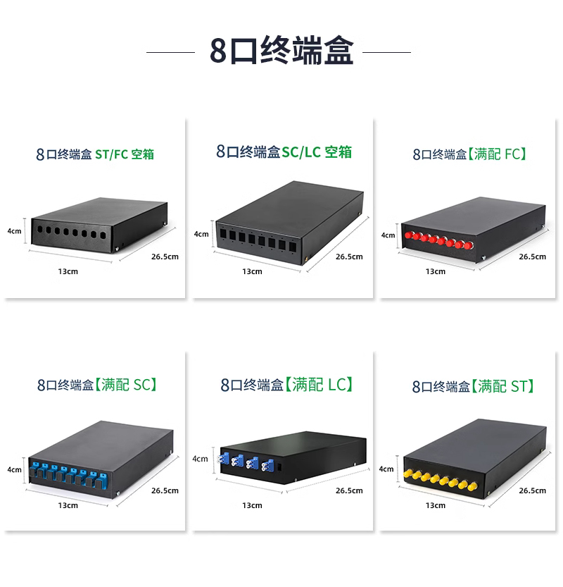 友联华SC/LC/FC/ST桌面式8口光纤终端盒